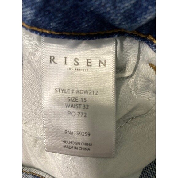 15/32 Risen High-Rise Distressed Crop Straight Leg Raw Fray Hem - Picture 7 of 8